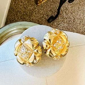 Vintage Rhinestone Statement Clip Earrings
